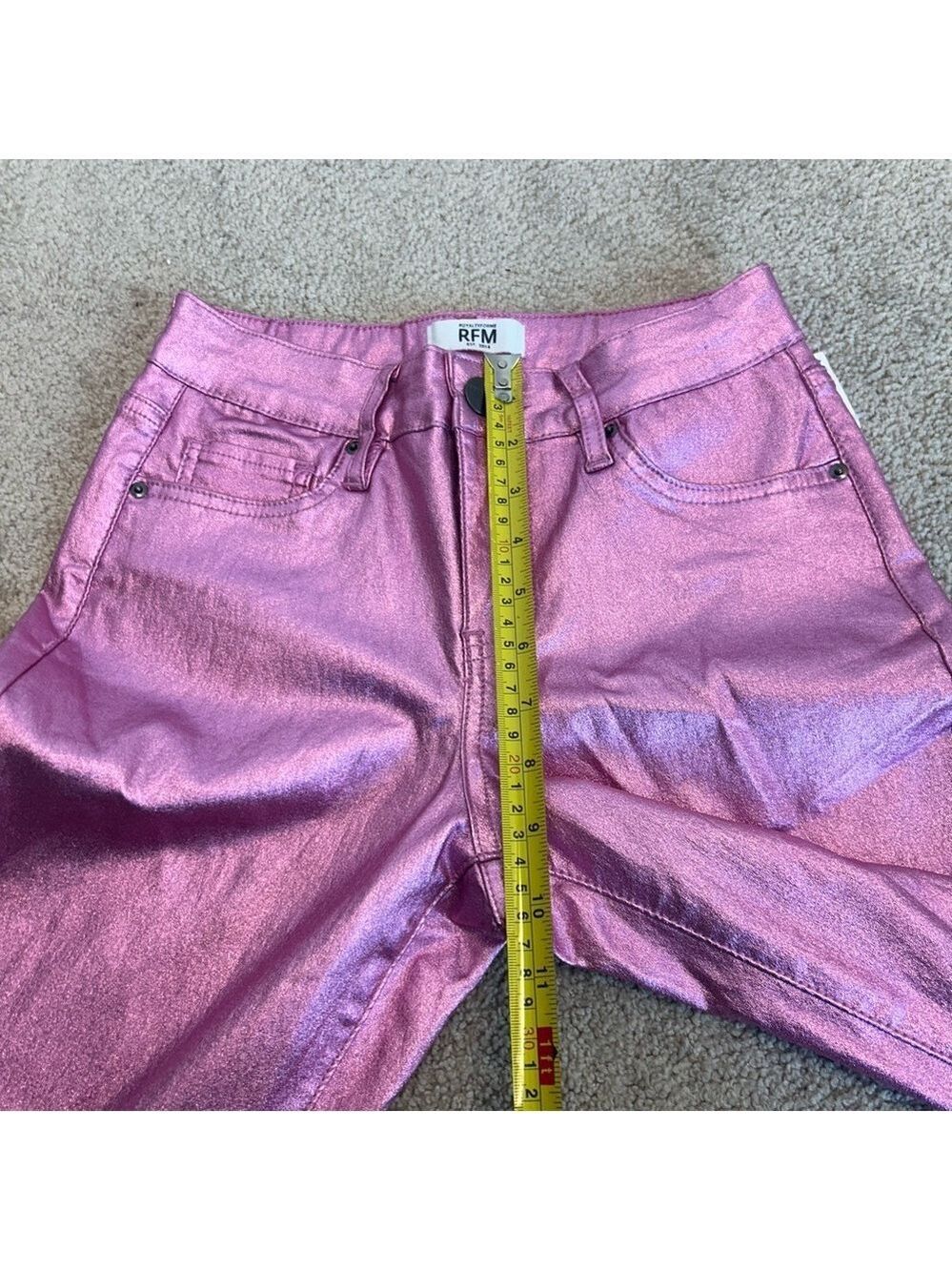 Royalty For Me RFM pink metallic foil stretchy slim fit jeans pants Sz NWT - Picture 11 of 14